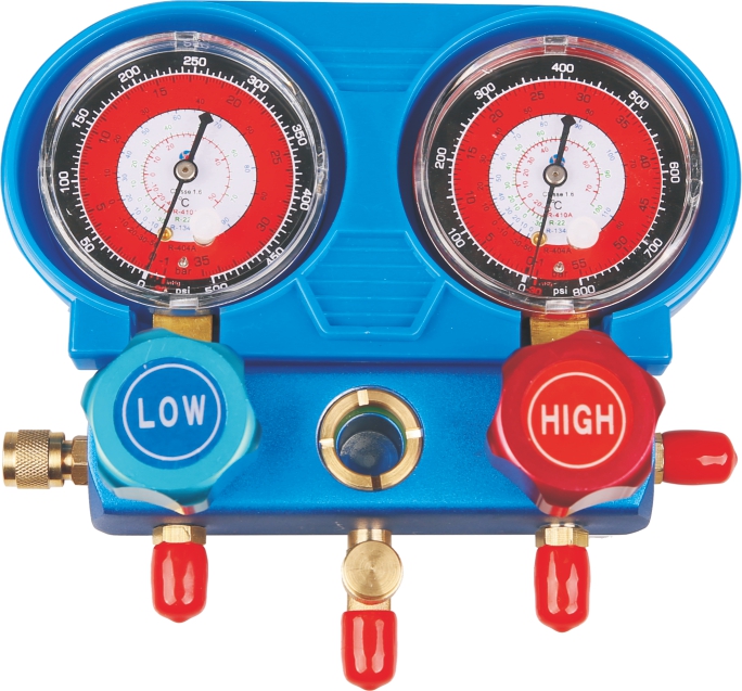 Manomètre de collecteur de pression à vanne unique pour 9 types de gaz réfrigérant